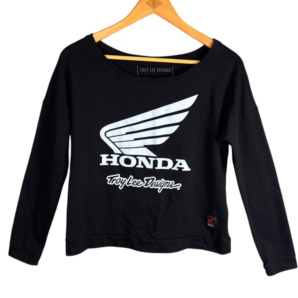 Troy Lee Designs Honda Sweatshirt Boat Neck Oversized Crop SZ M Moto Casual